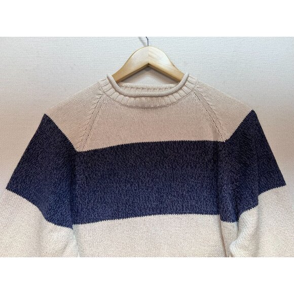 Eddie Bauer Women's Pullover Sweater Knit Long Sleeve Stretch Blue White Stripe - Picture 4 of 11